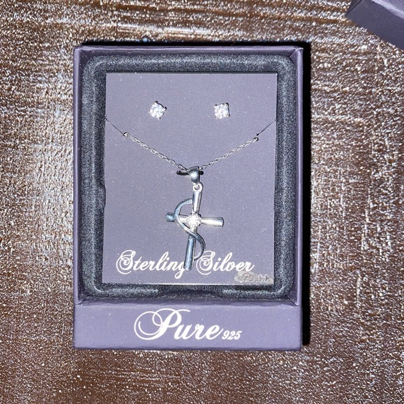 Sterling Silver Cross and Earrings Set - Picture 5 of 7